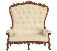 Divano Settee Crema Alta Louis XV Rococò Barocco JBM Mobili