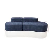 Divano Sezionato Curvo, Divano Boucle Comodo, Divani a Compressione Minimalisti, Non Richiede Assemblaggio, per Soggiorno Ufficio Appartamento blue-280 * 102 * 66cm