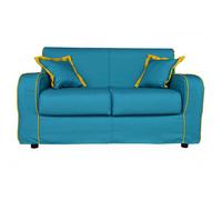Divano sfoderabile 2 posti imbottito 146 cm PARIGI ACQUAMARINA e bordino GIALLO