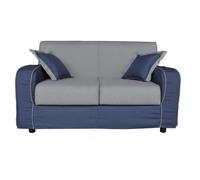 Divano sfoderabile 2 posti imbottito 146 cm PARIGI bicolore GRIGIO e BLU
