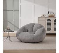 Divano singolo in morbido peluche - Piccolo divano per piccoli spazi | Divano compresso con fondo antiscivolo | Riempito con memory foam | Divano boneless | Grigio chiaro, nessun montaggio