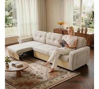 Divano soggiorno,Divano angolare Modulare 3 Posti,Divano componibile / modulare,Divano 3 posti,Bracciolo con Tavolino Legno, Porta USB e Vano Contenitore,Con spazio di archiviazione,Velluto (Beige-2)