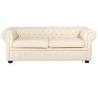 Beliani Divano Vintage a 3 posti in Pelle Beige