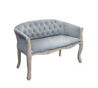 Divano vintage in velluto grigio con struttura in legno decorata Parigino