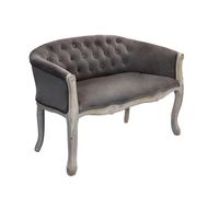 Divano vintage in velluto Taupe con struttura in legno decorata Parigino