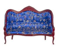 Divano Vittoriano Alto In Mogano Blu Reale Per La Stanza Da Pranzo