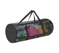 Dive Bag for Gear, Mesh Snorkel Equipment Carrier, Foldable Large Duffle Bag, Breathable Storage Design, Ideal for Basketball, Soccer, Gym, Laundry, Scuba, Beach, Travel, Black