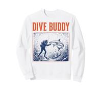 Dive Buddy Shark Diver Scuba Diver Barriera corallina Vintage Felpa