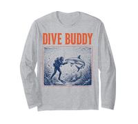 Dive Buddy Shark Diver Scuba Diver Barriera corallina Vintage Maglia a Manica