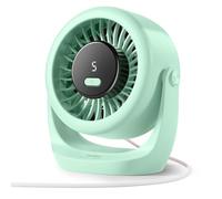 Diveblues Ventilatore da Scrivania USB, Mini Ventilatore Ultra Silenzioso, Potente, Display LED, 5 Velocità, Rotazione 360°, Portatile per Casa, Ufficio & Esterno - TurboBreeze