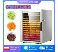 DIVEDEER 6/12 Strati Essiccatore elettrico per frutta per verdure Disidratatore alimentare Essiccazione per essiccatore di frutta e verdura 12 Layer fruit dryer