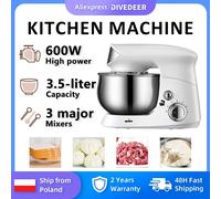 DIVEDEER Chef multifunzionale 3.5L Impastatrice per impasto Frullino per le uova elettrico domestico completamente automatico Robot da cucina per bambini Red