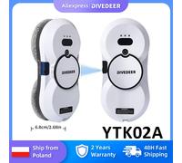 DIVEDEER Robot per la pulizia delle finestre bianco/nero Lavavetri elettrico ad alta aspirazione Aspirapolvere per vetro bifacciale Spray d'acqua