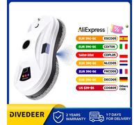 DIVEDEER Robot per la pulizia delle finestre Spray d'acqua Robot per finestre elettrico ultrasottile Aspirapolvere per la casa Black