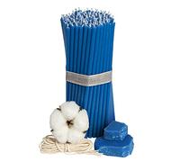 Diveevo Candele di cera d'api chiese, №140-100 pezzi, candele rituali di alta qualità, L-16 cm, Ø 5,0 mm, durata 30 minuti, colore blu, 300 g, candele sottili senza gocciolamento e fumo