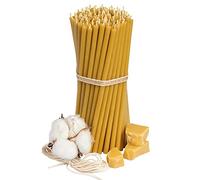 Diveevo Candele di cera d'api chiese №140 - 100 pezzi I candele rituali di alta qualità L-16 cm Ø-5,0 mm I 30 minuti di durata in giallo I 300 g candele sottili senza gocciolamento e fumo