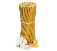 Diveevo Candele di cera d'api chiese №60 - 100 pezzi I candele rituali di alta qualità L-20,5 cm Ø-6,6 mm I durata 80 minuti in giallo miele I 700 g sottili candele greche antigoccia e senza fumo