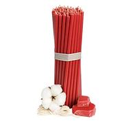 Diveevo Candele di cera d'api chiese, №60-50 pezzi, candele rituali, lunghezza 20,5 cm, diametro 6,6 mm, durata 80 minuti, colore rosso