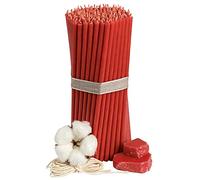 Diveevo Candele di cera d'api chiese, №80-100 pezzi, candele rituali di alta qualità, lunghezza 18,5 cm, diametro 6,1 mm, durata 60 minuti, colore rosso, 500 g, candele sottili e senza fumo
