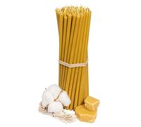 Diveevo Candele di cera d'api chiese №80 - 20 pezzi I candele rituali di alta qualità L-18,5 cm Ø-6,1 mm I 60 minuti di combustione in giallo I 125 g candele sottili senza gocciolamento e fumo