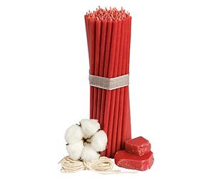 Diveevo Candele di cera d'api chiese, №80-50 pezzi, candele rituali di alta qualità, lunghezza 18,5 cm, diametro 6,1 mm, durata 60 minuti, colore rosso, 250 g, candele sottili e senza fumo