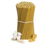 Diveevo Candele di cera d'api Nr. 60 - 150 pezzi, candele rituali, lunghezza 20,5 cm, diametro 6,6 mm, 80 min, durata di combustione in giallo miele, 1 kg, sottili candele greche senza gocce e fumo