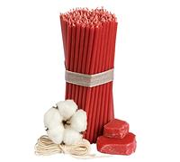 Diveevo Candele di cera d'api per usi religiosi Nr. 140 - 100 pezzi Candele rituali , lunghezza 16 cm, diametro 5,0 mm, durata 30 minuti, colore rosso, 300 g