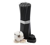 Diveevo Candele rituali №80 - 20 candele di cera d'api nere consacrate & di alta qualità - Candele sottili Ø 6,1 mm, lunghezza 18,5 cm, durata 60 minuti, senza gocciolamento e senza fumo per rituali
