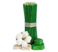 Diveevo Candele Rituali Sottili di Cera d'Api, Verde, 50 Pezzi, 16 cm, 5 mm, 150 g, Durata 30 Minuti, Profumo di Miele, Senza Gocciolamento e Fulgine, Ideali per Meditazione e Preghiera