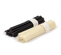 Diveevo Set di candele di cera d'api in bianco e nero 40 pezzi, Nr. 140, candele rituali di alta qualità, lunghezza 16 cm, diametro 5,0 mm, durata 30 minuti
