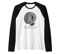 Diventa Grigio a Maggio Girasole per la consapevolezza del tumore al Cervello Maglia con Maniche Raglan