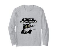 Diventa ingovernabile Divertente Gatto Nero Meme atteggiamento Maglia a Manica
