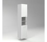 Diventa Modello Diva Frame, Colonna Bagno sospesa con 2 ante e 2 vani a giorno, colore bianco e grigio