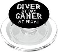 Diver By Day Gamer By Night Subacquea Deep Sea Free Diving PopSockets PopGrip per MagSafe