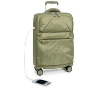 Divergent Retail Bagaglio da viaggio Soft Shell con porta di ricarica USB, ruote girevoli, manico telescopico, tasche frontali con cerniera, interno organizzato, valigia leggera, Mosè, verde oliva