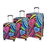 Divergent Retail DR622 bagaglio leggero a quattro ruote con stampa multi-cuori, Multicolore, Full Set x3 (C-M-L), Leggero a quattro ruote
