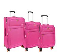 Divergent Retail DR627 - Valigia a otto ruote, espandibile, morbida, colore: Rosa, rosa, Full Set 3 Sizes (S-M-L), Otto ruote leggere