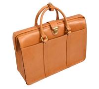 Divergent Retail DR646 - Valigetta da uomo in pelle, sottile, con chiusura a pressione, doppi manici e tracolla staccabile, interno con cerniera, marrone ambra, 24,5 x 18 x 10 cm