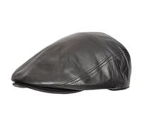 Divergent Retail Gatsby Golf Soft Sheep Leather Classic Flat Cap Real Suede Newsboy Cap, Nero , L
