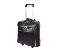 Divergent Retail Jarven - Custodia da pilota in vera pelle con manico telescopico e ruote, per viaggi d'affari, Nero , L: 36 x H: 41 x W: 17, Trolley con ruote