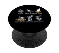 Diversi tipi di razza di piccioni viaggiatori per gli amanti degli uccelli dei piccioni PopSockets PopGrip Adesivo