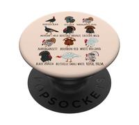 Diversi tipi di razze di uccelli di tacchino per gli amanti del Ringraziamento PopSockets PopGrip Adesivo