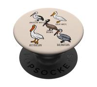 Diversi tipi di specie di pellicano per gli amanti degli uccelli fauna selvatica PopSockets PopGrip Adesivo