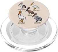 Diversi tipi di specie di pellicano per gli amanti degli uccelli fauna selvatica PopSockets PopGrip per MagSafe