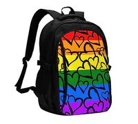 Diversi tipi di zaino per computer portatile stampato lucertola per uomini,Zaino da viaggio con porta di ricarica USB,Stampa grande zaino casual, Modello Arcobaleno Orgoglio Gay, One Size