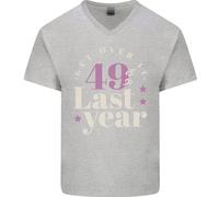 Divertente 50th Compleanno 49 Is So Ultimo Anno Uomo Scollo A V Cotone T-Shirt