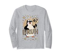 Divertente 67 Bruh Penguin Kindergarten Joke Six Seven Brain Rot Maglia a Manica