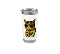 Divertente 67 Tendenza meme 6 7 Gergo giovanile virale Cat Six Seven Bicchiere termico in acciaio inox doppia parete