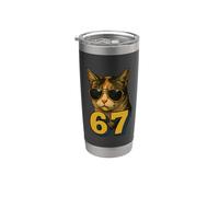 Divertente 67 Tendenza meme 6 7 Gergo giovanile virale Cat Six Seven Bicchiere termico in acciaio inox doppia parete