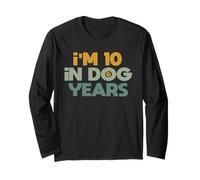 Divertente 70° compleanno Dogs Lovers groovy I'm 10 In Dog Years Maglia a Manica